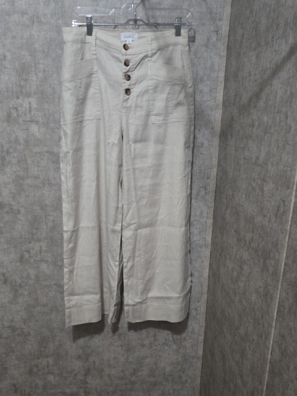 Evereve Beige Wide-Leg Button-Front Pants